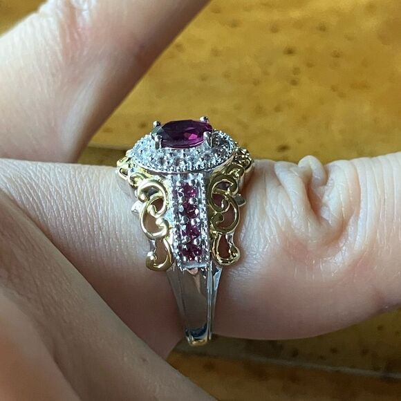 Natural Ember Garnet Sterling Silver Ring Size 6 - Picture 3 of 9